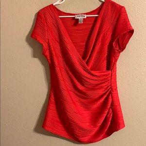 Joseph Ribkoff red mock wrap top size 12